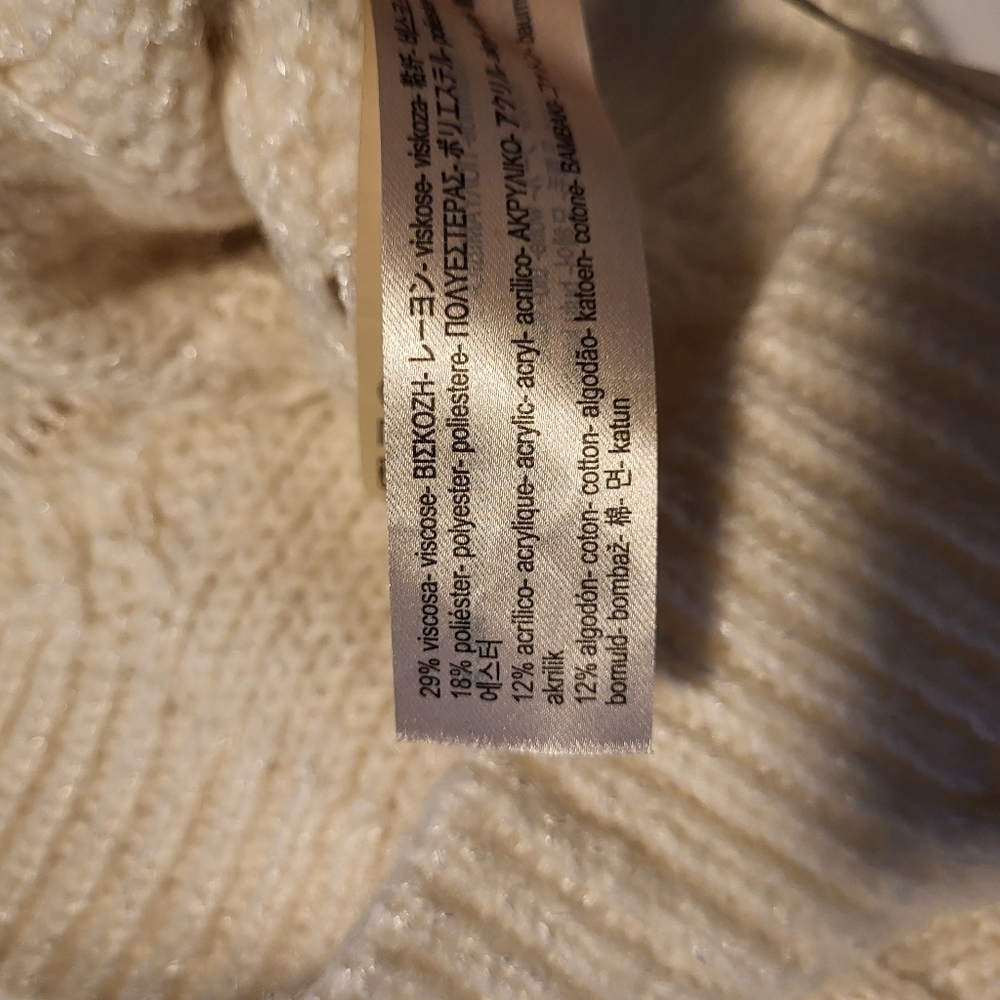 Massimo Dutti Cable Knit Mohair Wool Cream Sweater Size XS - Picture 11 of 12